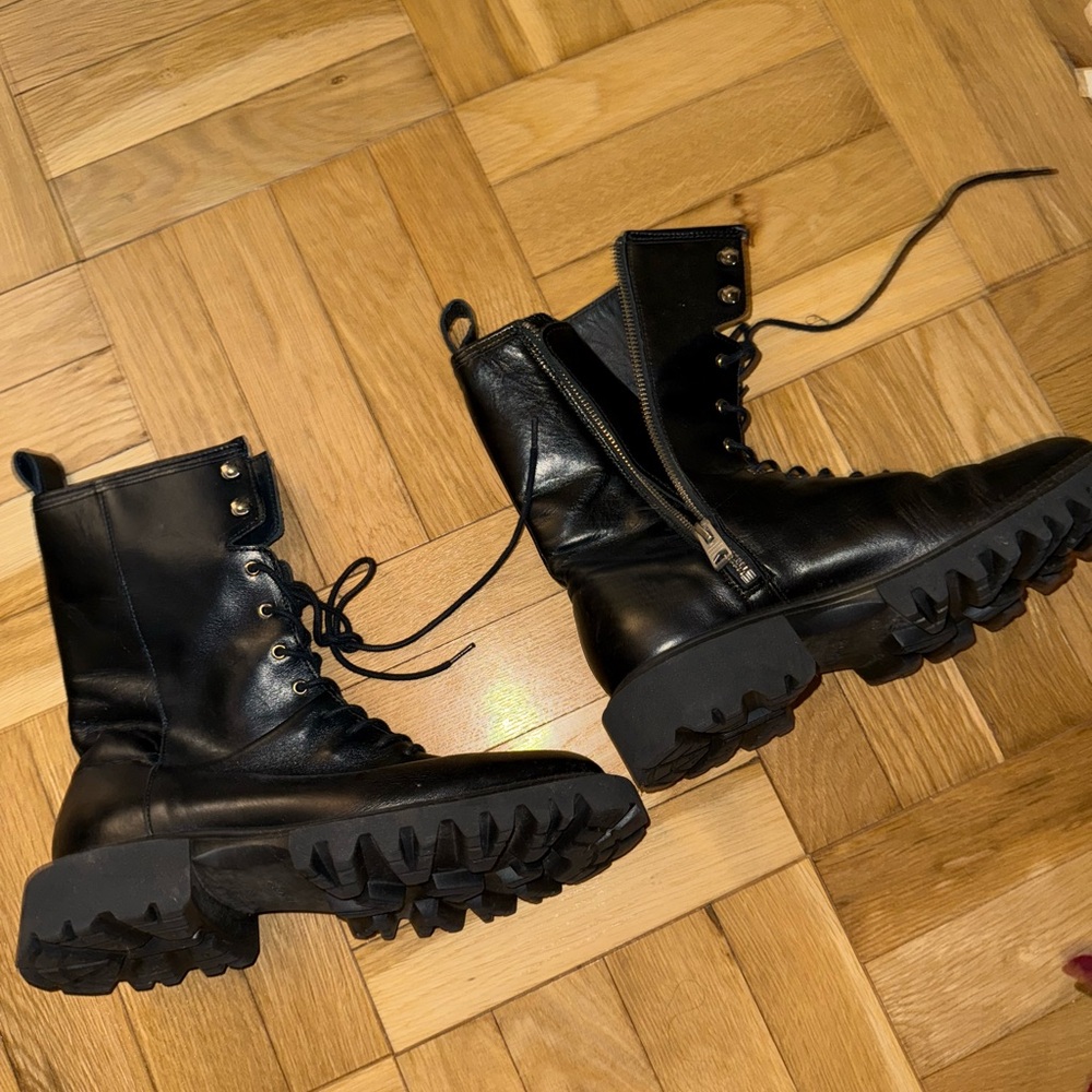 All Saints Black Leather Moto Boots